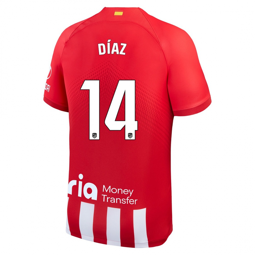 Dzieci Javier Díaz #14 Czerwony Biały Domowa Koszulka 2023/24 Koszulki Klubowe