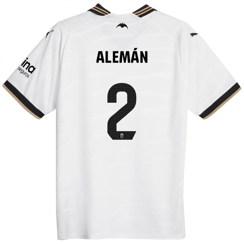 Dzieci Carlos Alemán #2 Biały Domowa Koszulka 2023/24 Koszulki Klubowe
