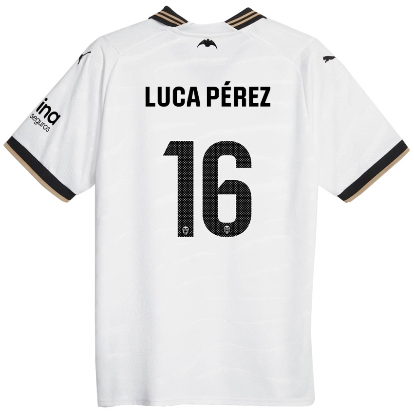 Dzieci Simón Luca Pérez #16 Biały Domowa Koszulka 2023/24 Koszulki Klubowe