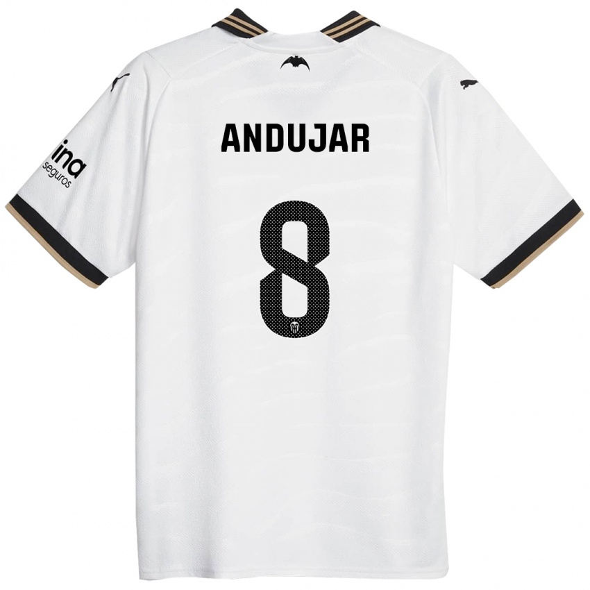 Dzieci Candela Andujar #8 Biały Domowa Koszulka 2023/24 Koszulki Klubowe