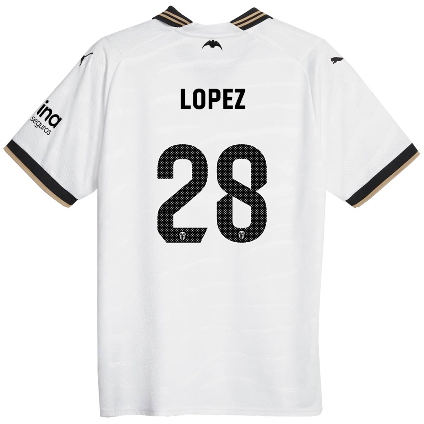 Dzieci Saray Lopez #28 Biały Domowa Koszulka 2023/24 Koszulki Klubowe