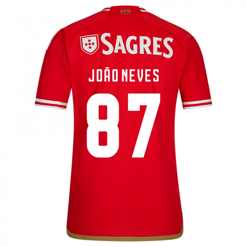 Dzieci João Neves #87 Czerwony Domowa Koszulka 2023/24 Koszulki Klubowe