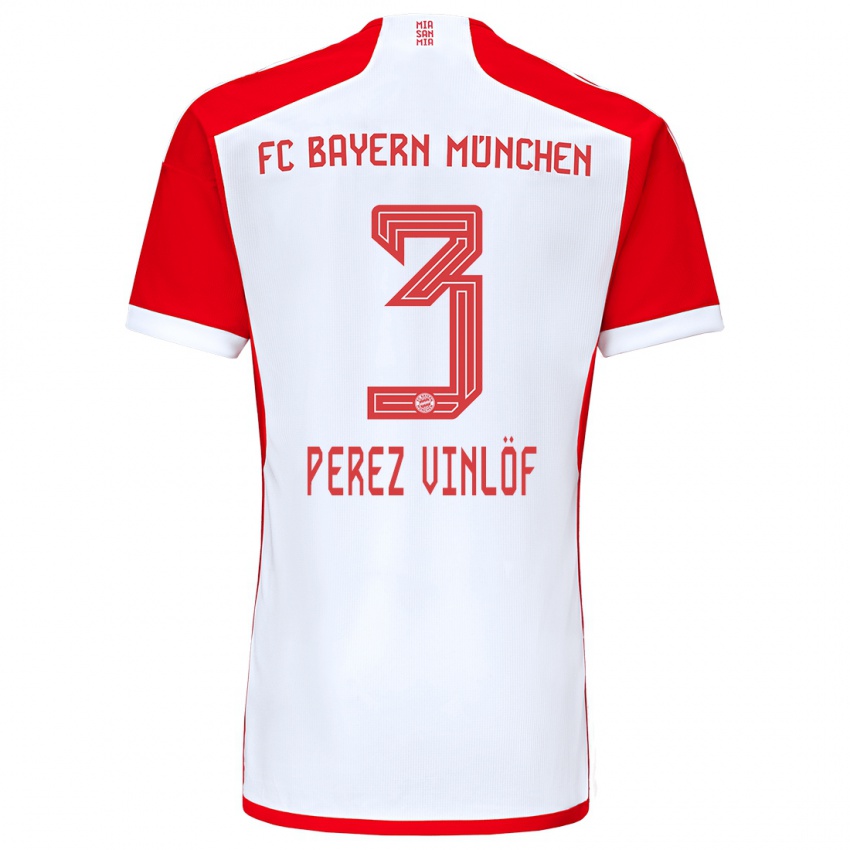 Dzieci Matteo Perez Vinlöf #3 Czerwony Biały Domowa Koszulka 2023/24 Koszulki Klubowe