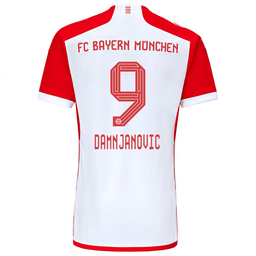 Dzieci Jovana Damnjanovic #9 Czerwony Biały Domowa Koszulka 2023/24 Koszulki Klubowe