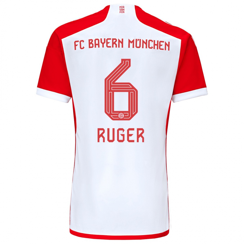Dzieci Kurt Ruger #6 Czerwony Biały Domowa Koszulka 2023/24 Koszulki Klubowe