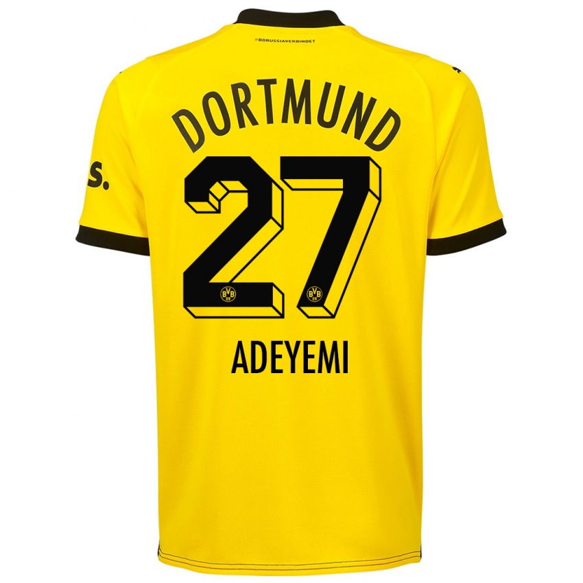 Dzieci Karim Adeyemi #27 Żółty Domowa Koszulka 2023/24 Koszulki Klubowe