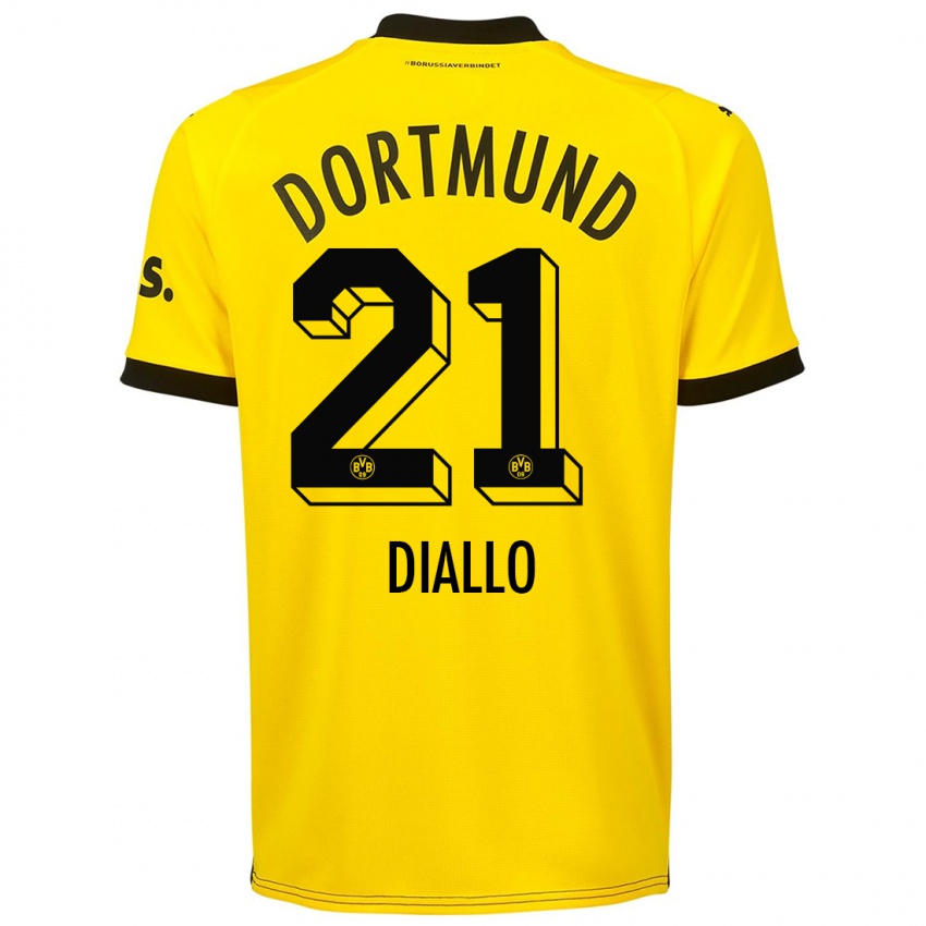 Dzieci Ousmane Diallo #21 Żółty Domowa Koszulka 2023/24 Koszulki Klubowe