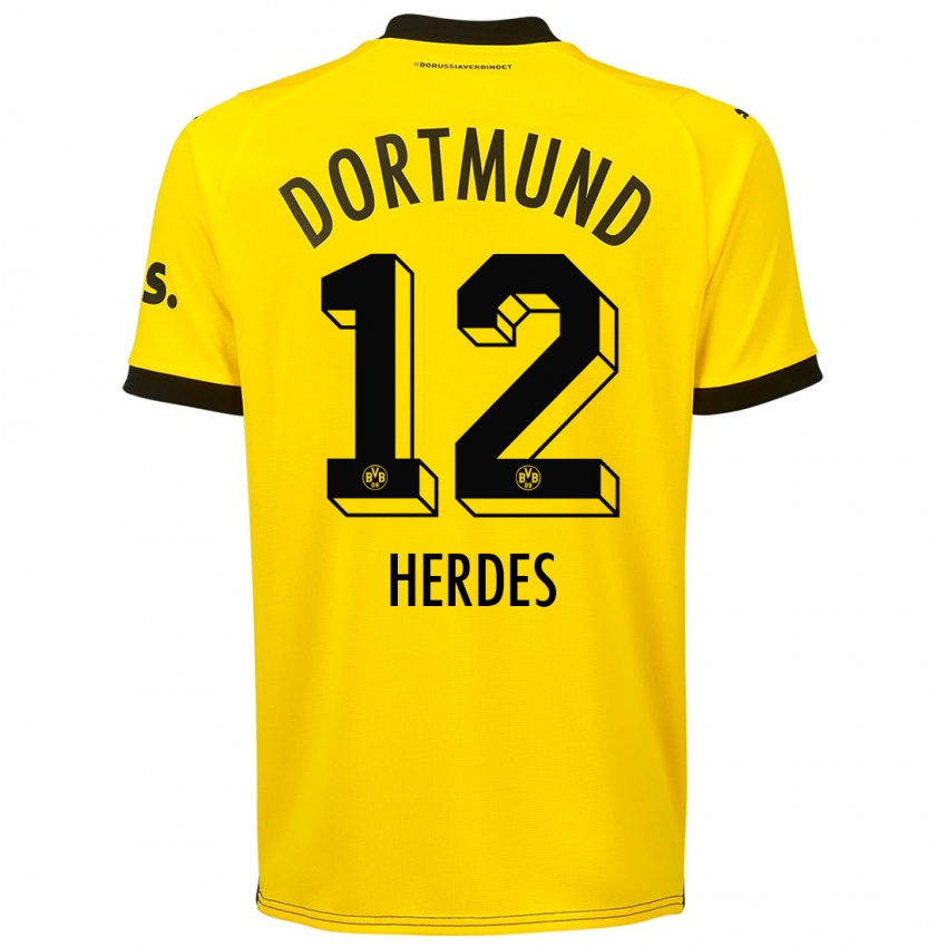 Dzieci Leon Herdes #12 Żółty Domowa Koszulka 2023/24 Koszulki Klubowe