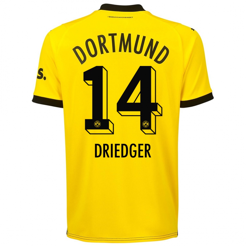 Dzieci Julian Driedger #14 Żółty Domowa Koszulka 2023/24 Koszulki Klubowe