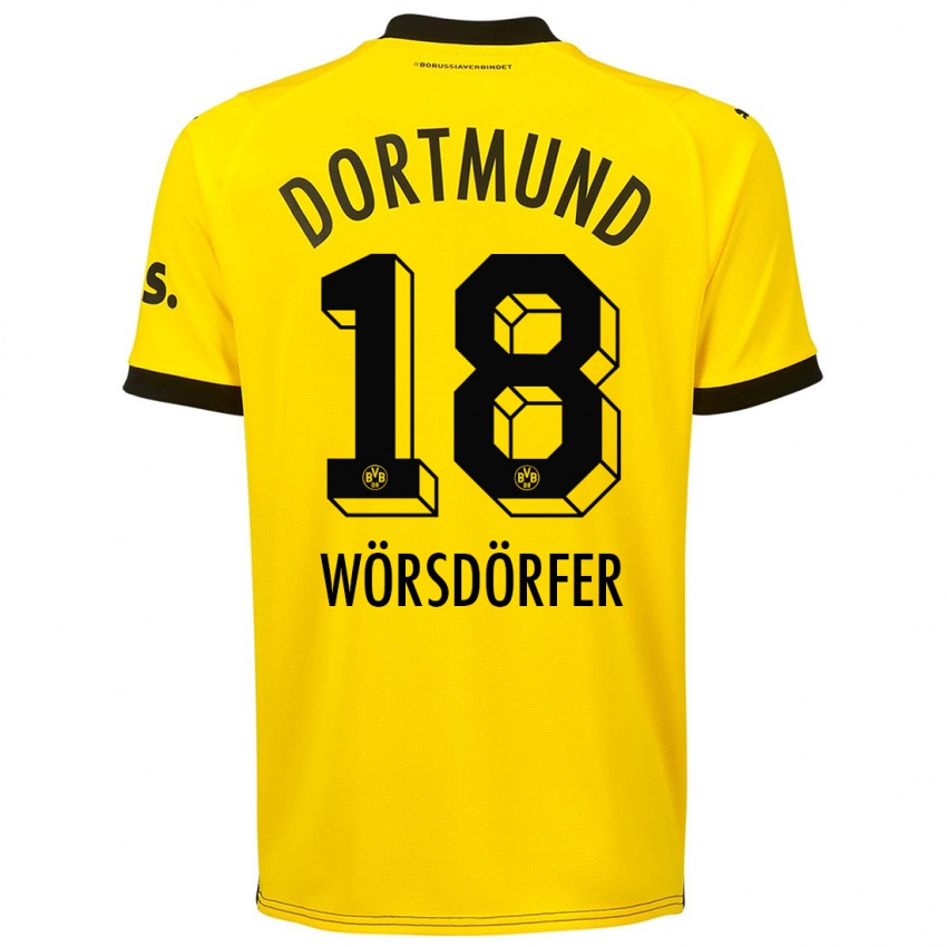 Dzieci Len Wörsdörfer #18 Żółty Domowa Koszulka 2023/24 Koszulki Klubowe