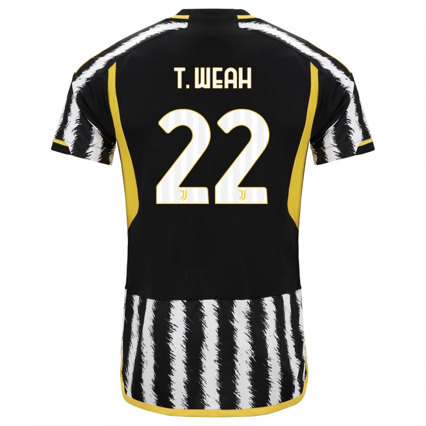 Dzieci Timothy Weah #22 Czarny Biały Domowa Koszulka 2023/24 Koszulki Klubowe