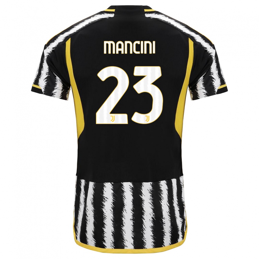 Dzieci Tommaso Mancini #23 Czarny Biały Domowa Koszulka 2023/24 Koszulki Klubowe