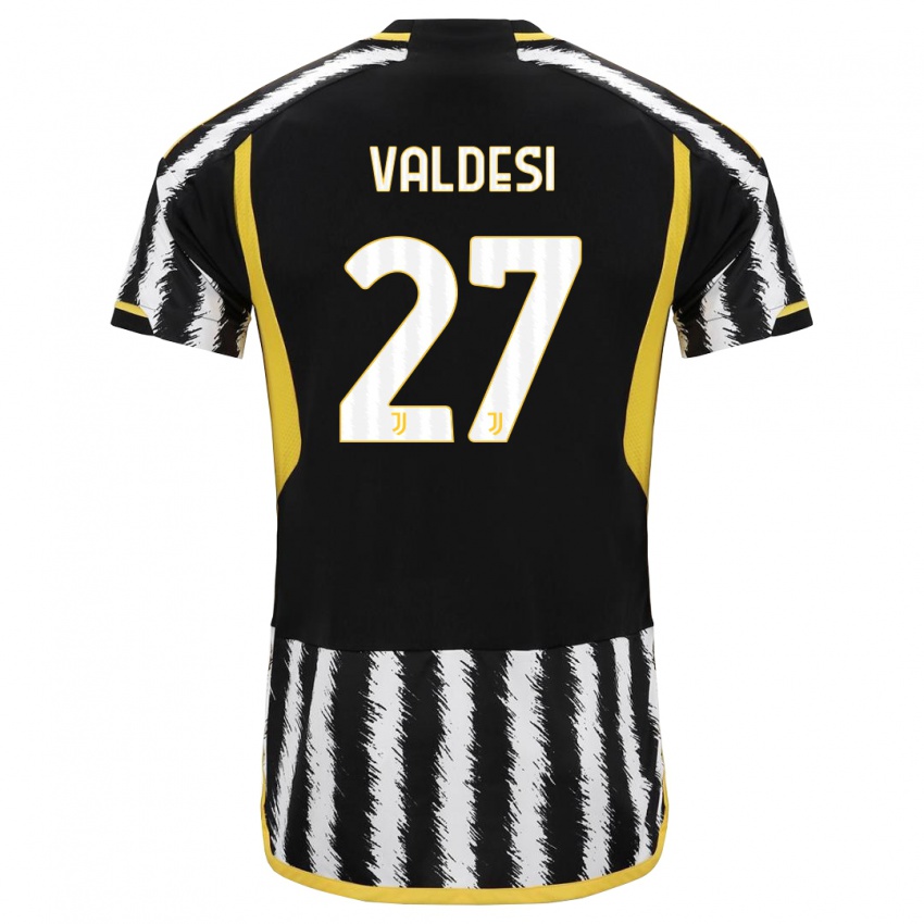 Dzieci Andrea Valdesi #27 Czarny Biały Domowa Koszulka 2023/24 Koszulki Klubowe