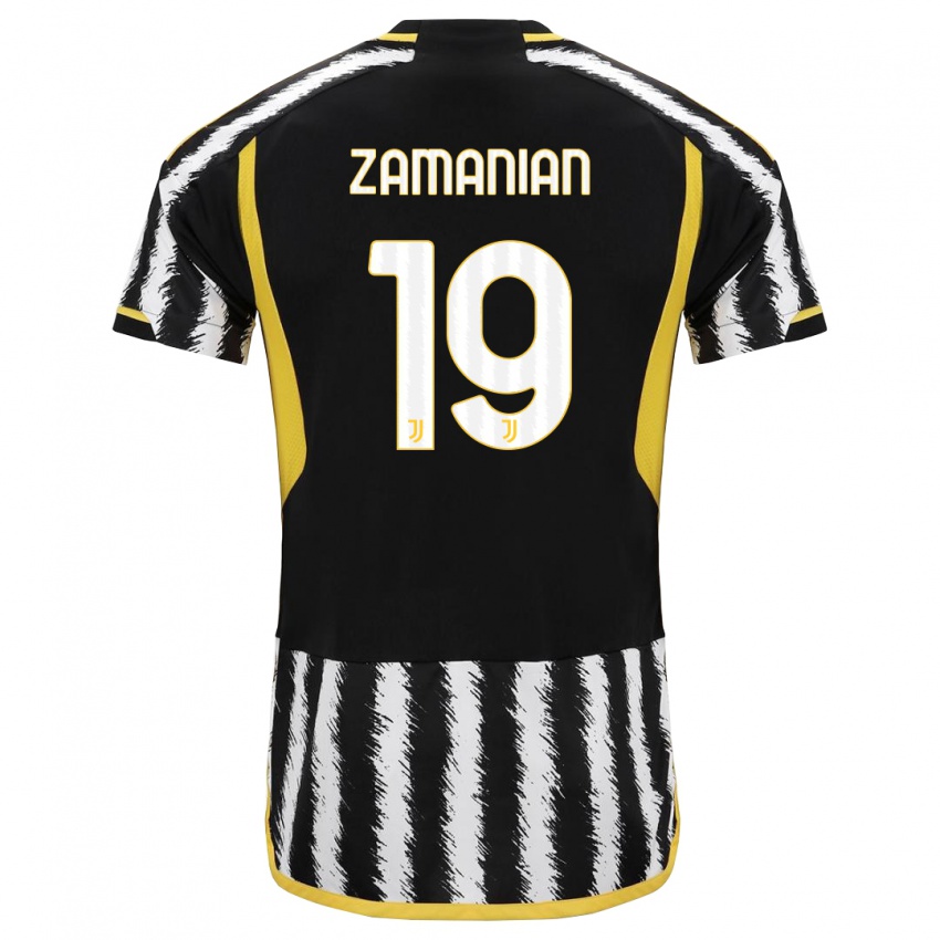 Dzieci Annahita Zamanian #19 Czarny Biały Domowa Koszulka 2023/24 Koszulki Klubowe