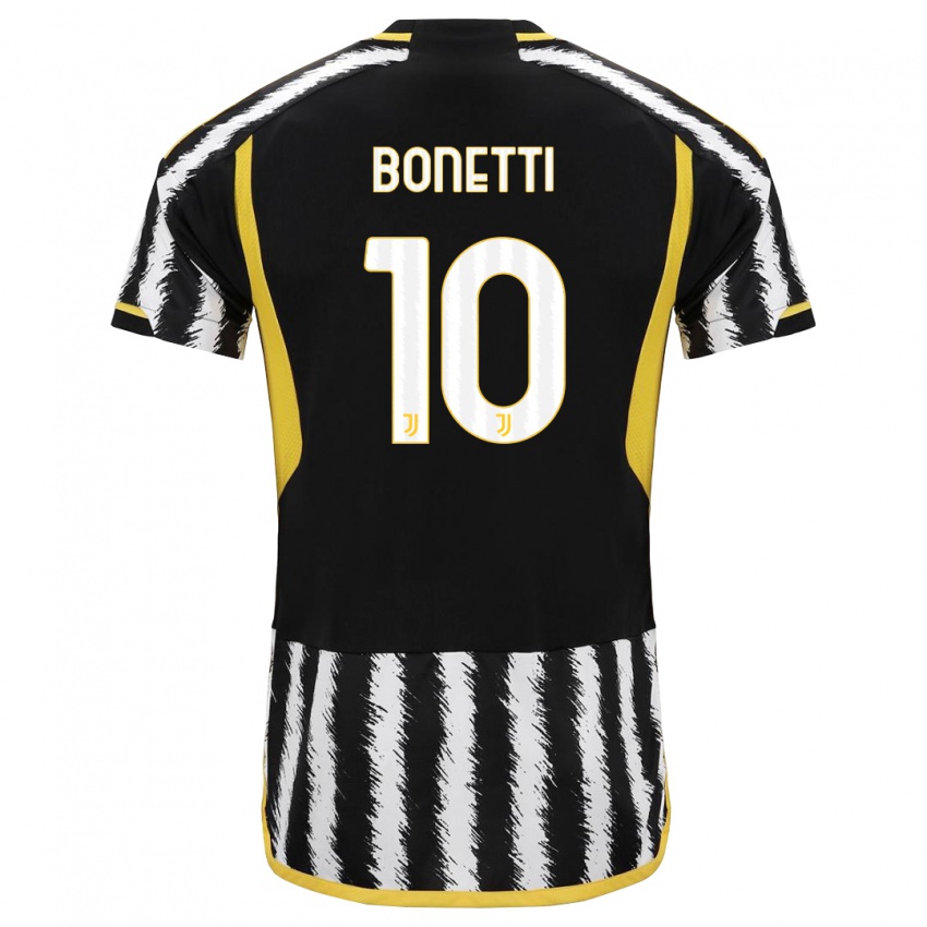 Dzieci Andrea Bonetti #10 Czarny Biały Domowa Koszulka 2023/24 Koszulki Klubowe