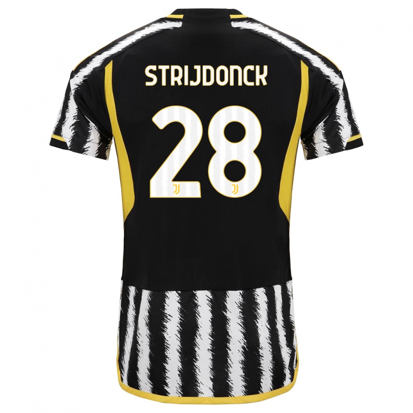 Dzieci Bayron Strijdonck #28 Czarny Biały Domowa Koszulka 2023/24 Koszulki Klubowe
