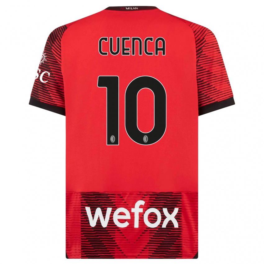 Dzieci Hugo Cuenca #10 Czerwony Czarny Domowa Koszulka 2023/24 Koszulki Klubowe