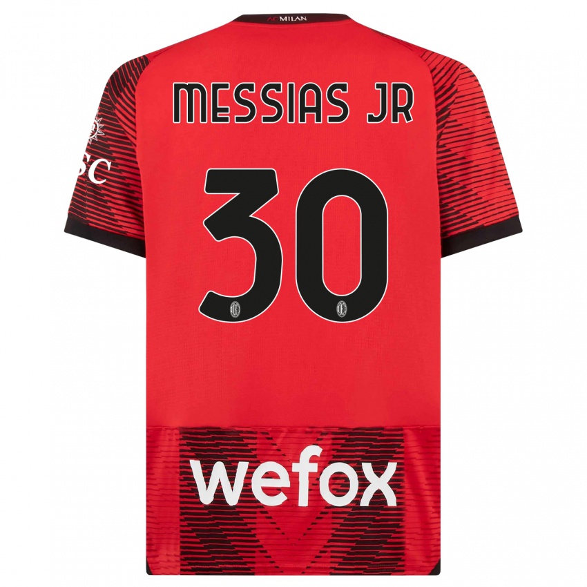 Dzieci Junior Messias #30 Czerwony Czarny Domowa Koszulka 2023/24 Koszulki Klubowe