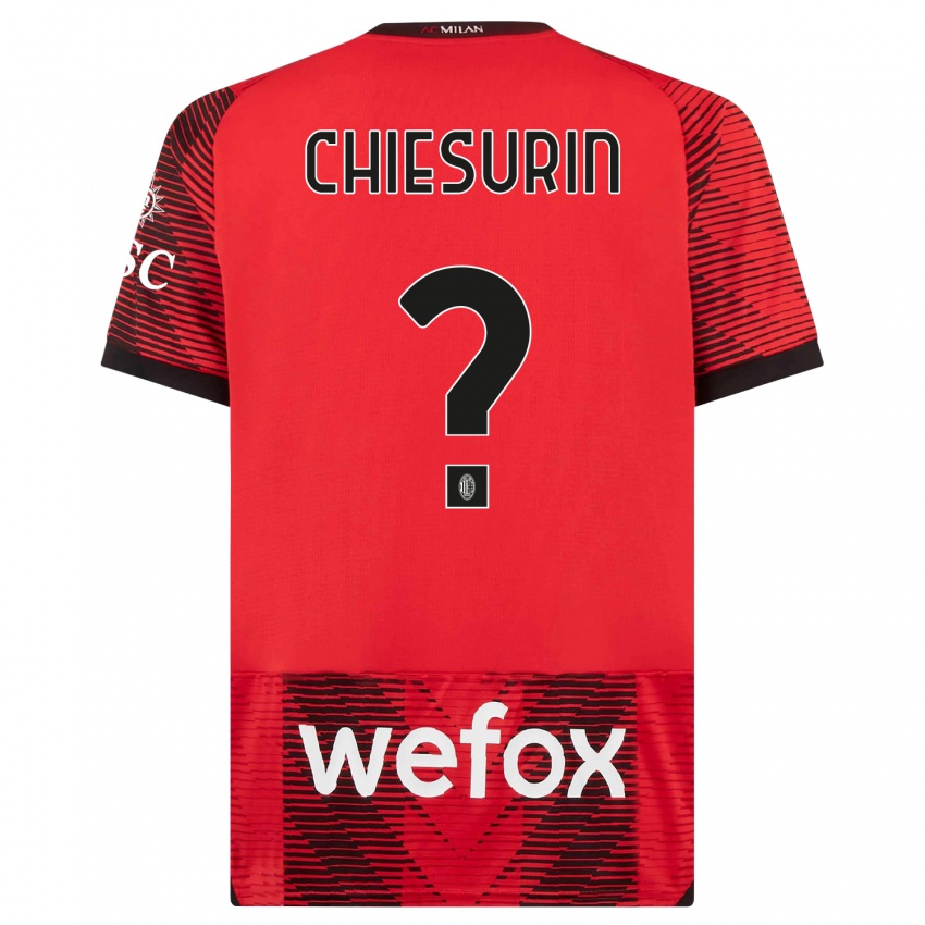 Dzieci Alberto Chiesurin #0 Czerwony Czarny Domowa Koszulka 2023/24 Koszulki Klubowe