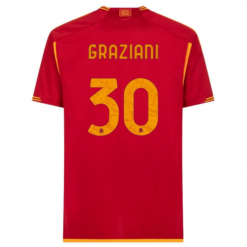 Dzieci Leonardo Graziani #30 Czerwony Domowa Koszulka 2023/24 Koszulki Klubowe