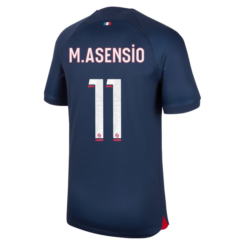 Dzieci Marco Asensio #11 Niebieski Czerwony Domowa Koszulka 2023/24 Koszulki Klubowe