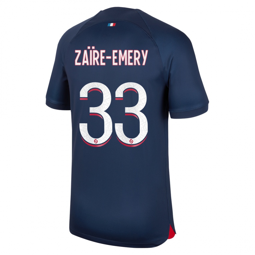Dzieci Warren Zaire Emery #33 Niebieski Czerwony Domowa Koszulka 2023/24 Koszulki Klubowe