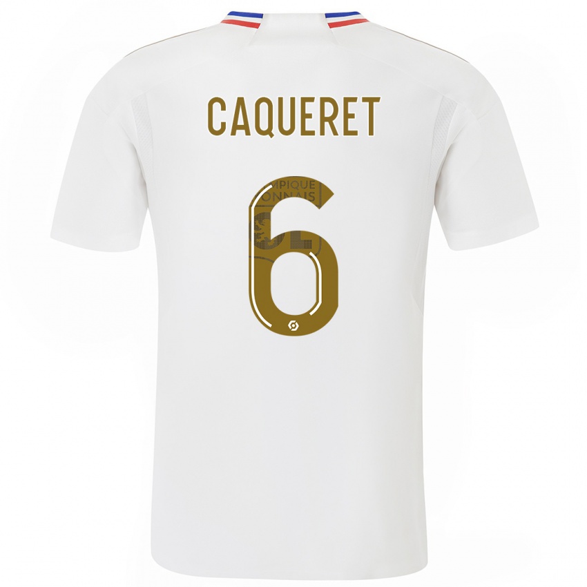 Dzieci Maxence Caqueret #6 Biały Domowa Koszulka 2023/24 Koszulki Klubowe