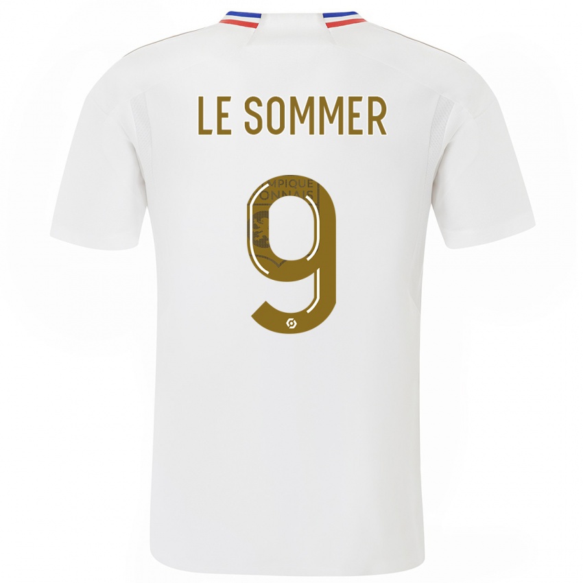 Dzieci Eugenie Le Sommer #9 Biały Domowa Koszulka 2023/24 Koszulki Klubowe
