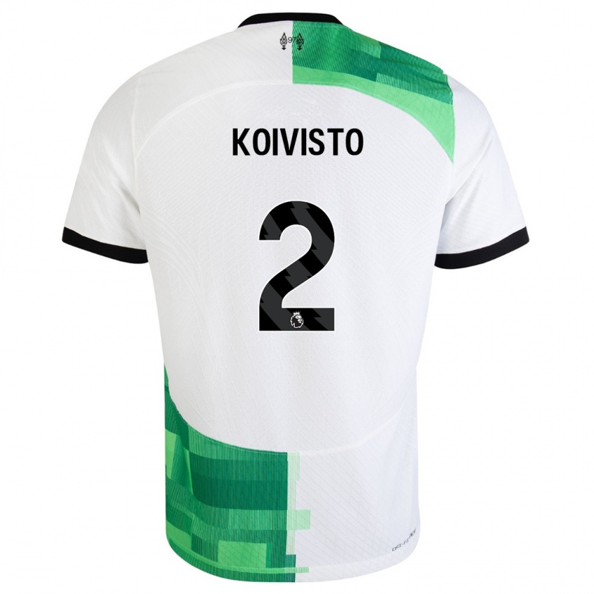 Dzieci Emma Koivisto #2 Biały Zielony Wyjazdowa Koszulka 2023/24 Koszulki Klubowe