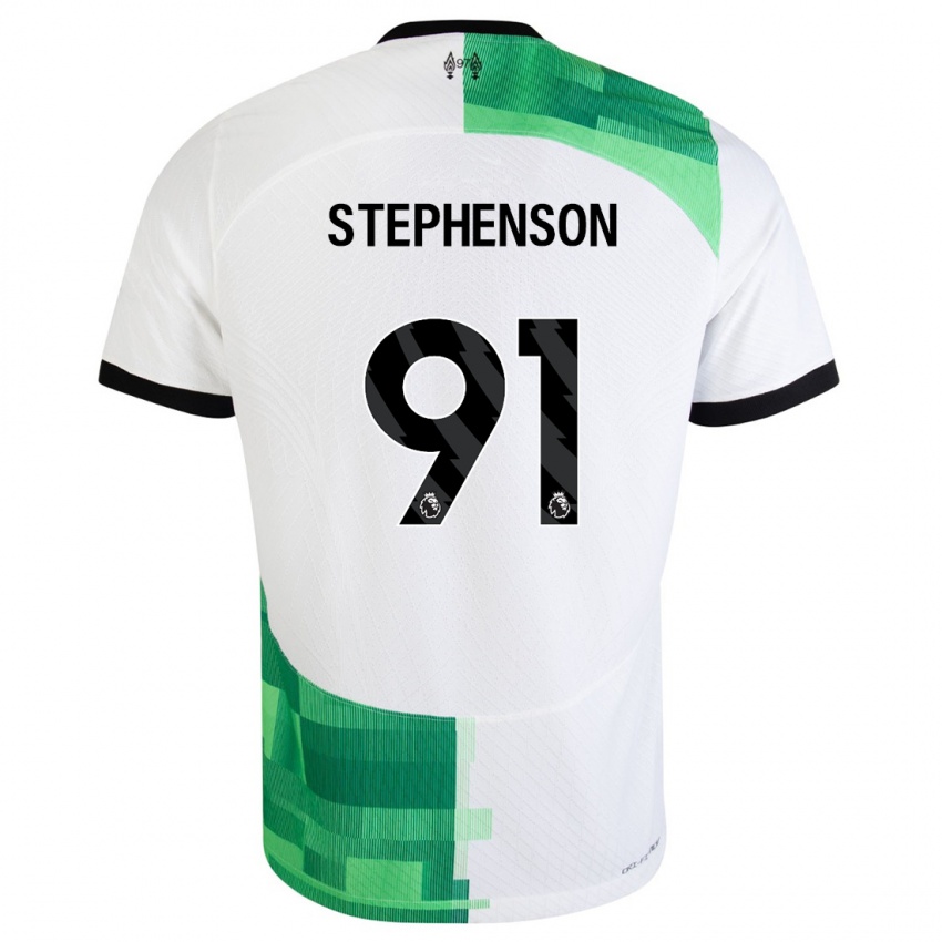 Dzieci Luca Stephenson #91 Biały Zielony Wyjazdowa Koszulka 2023/24 Koszulki Klubowe