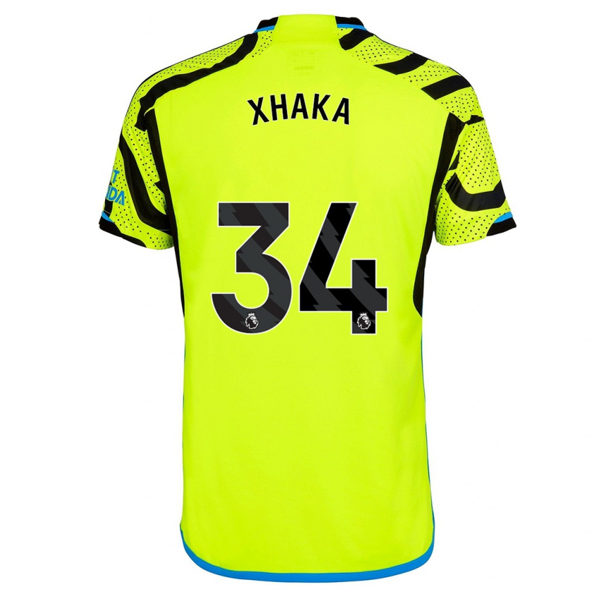 Dzieci Granit Xhaka #34 Żółty Wyjazdowa Koszulka 2023/24 Koszulki Klubowe