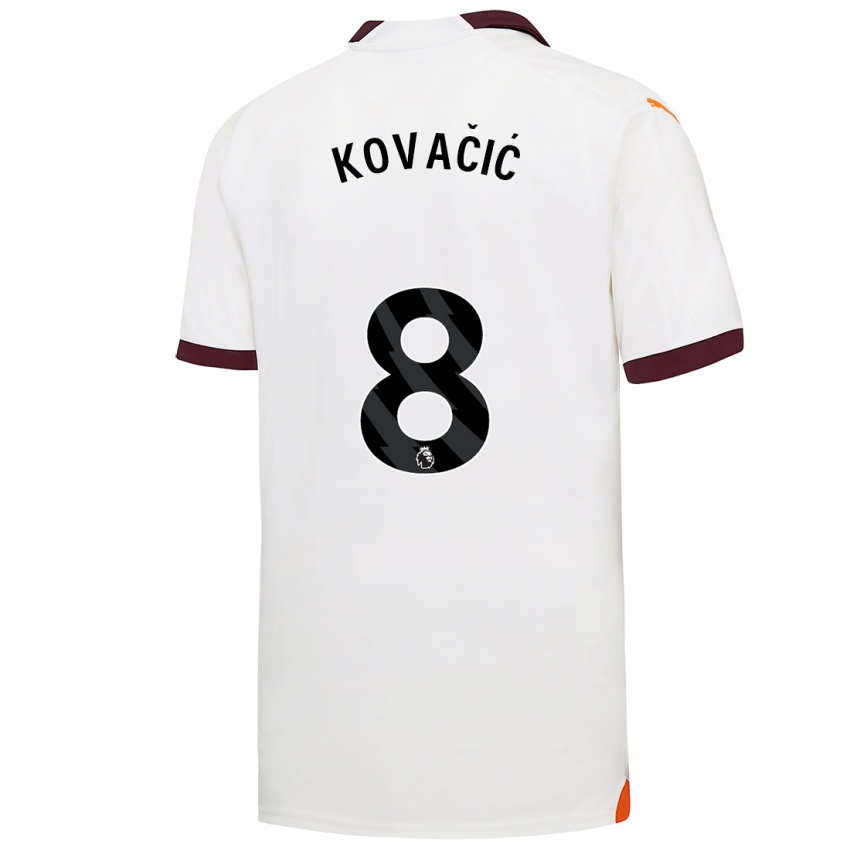 Dzieci Mateo Kovacic #8 Biały Wyjazdowa Koszulka 2023/24 Koszulki Klubowe
