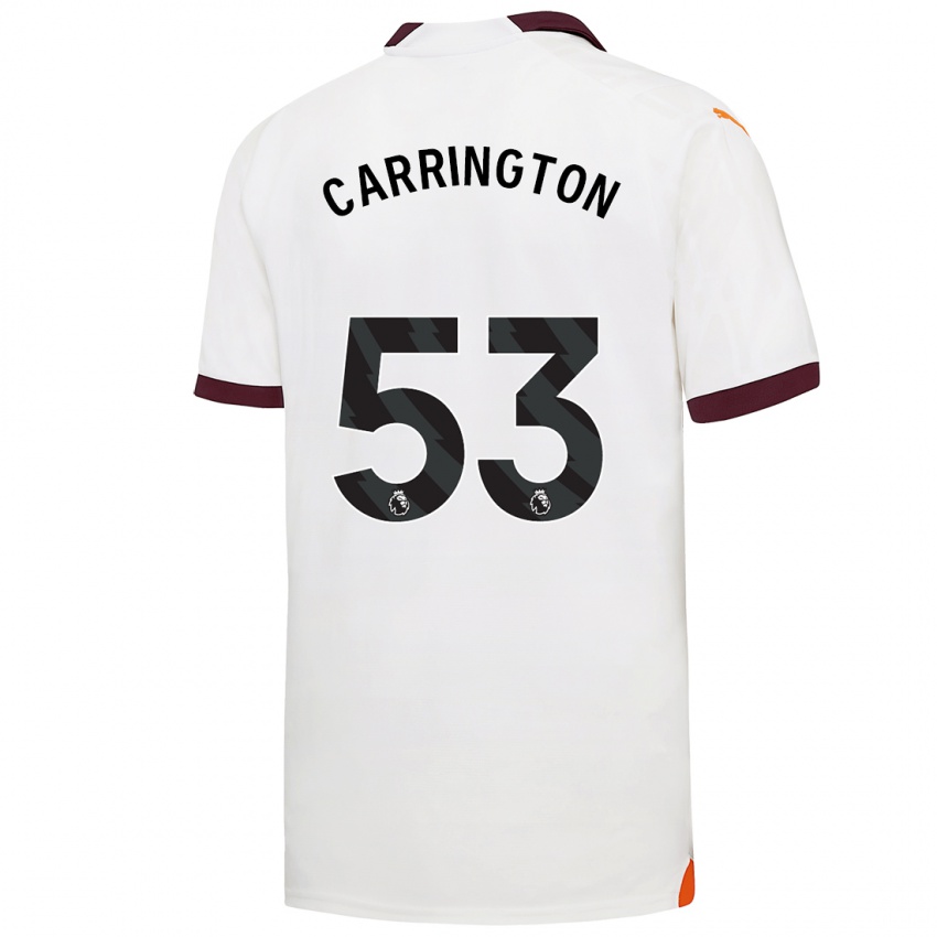 Dzieci Ezra Carrington #53 Biały Wyjazdowa Koszulka 2023/24 Koszulki Klubowe