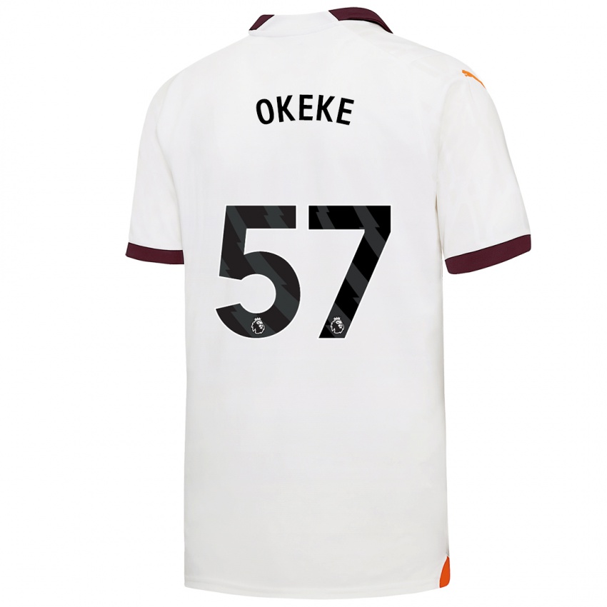 Dzieci Michael Okeke #57 Biały Wyjazdowa Koszulka 2023/24 Koszulki Klubowe