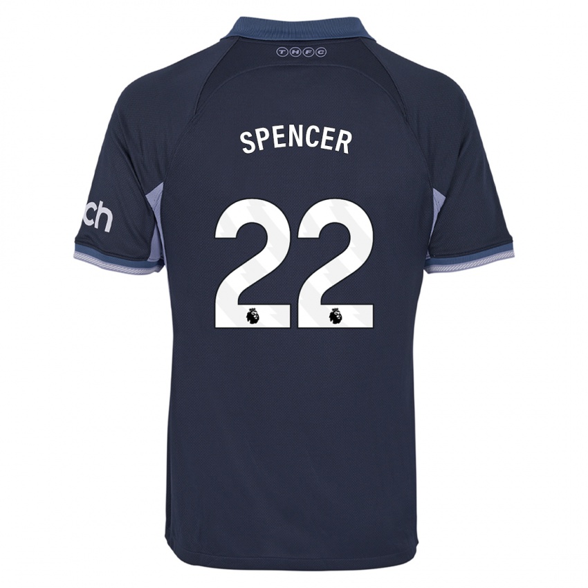 Dzieci Rebecca Spencer #22 Ciemny Niebieski Wyjazdowa Koszulka 2023/24 Koszulki Klubowe