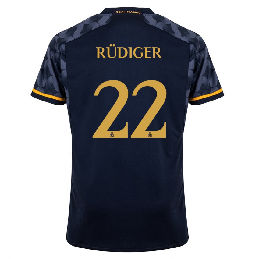 Dzieci Antonio Rudiger #22 Ciemny Niebieski Wyjazdowa Koszulka 2023/24 Koszulki Klubowe
