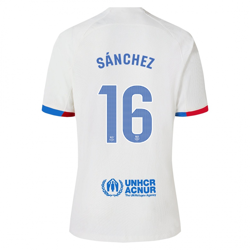 Dzieci Edu Sánchez #16 Biały Wyjazdowa Koszulka 2023/24 Koszulki Klubowe