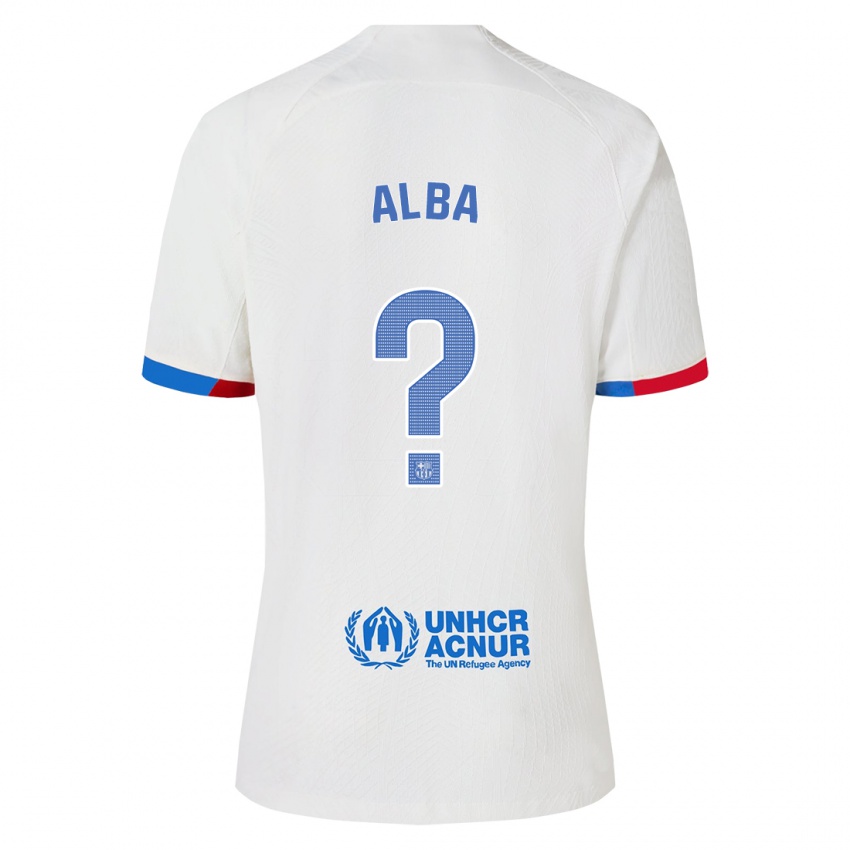 Dzieci Javi Alba #0 Biały Wyjazdowa Koszulka 2023/24 Koszulki Klubowe