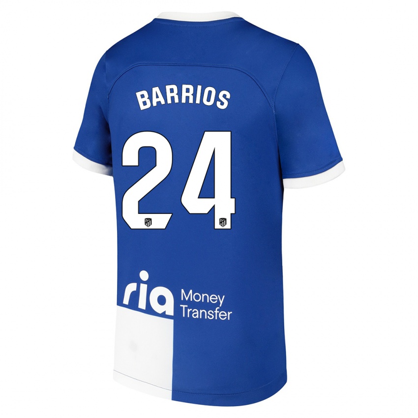 Dzieci Pablo Barrios #24 Niebiesko Biały Wyjazdowa Koszulka 2023/24 Koszulki Klubowe