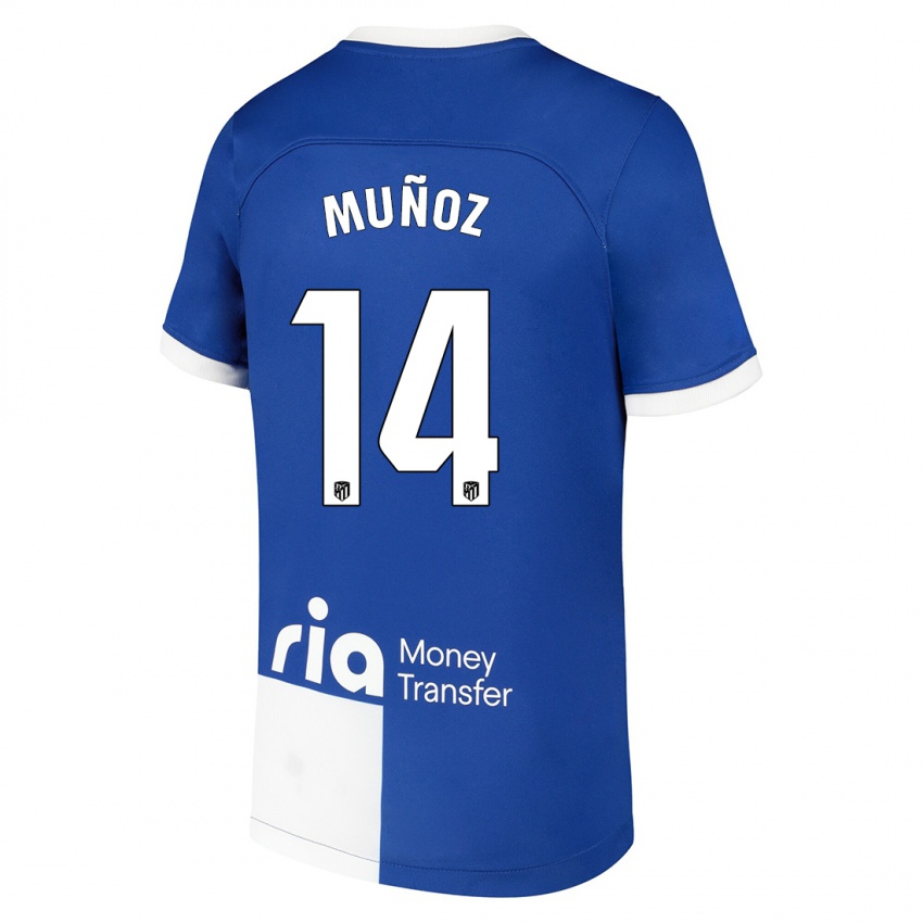 Dzieci David Muñoz #14 Niebiesko Biały Wyjazdowa Koszulka 2023/24 Koszulki Klubowe