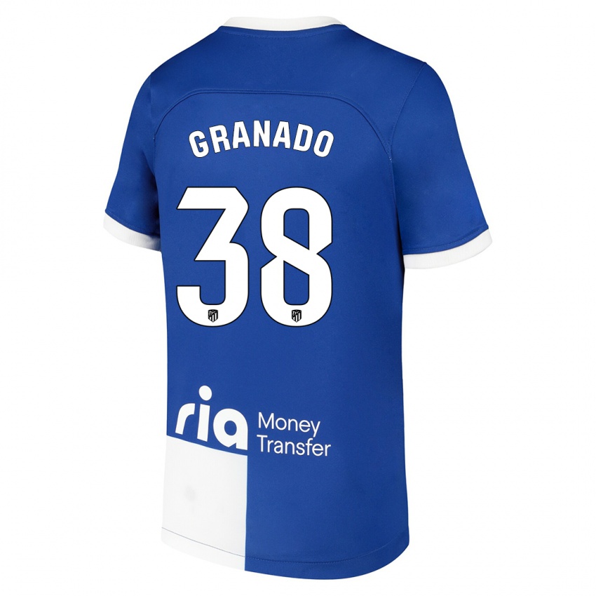 Dzieci Adrian Granado #38 Niebiesko Biały Wyjazdowa Koszulka 2023/24 Koszulki Klubowe