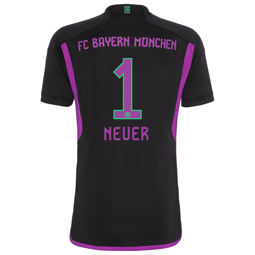 Dzieci Manuel Neuer #1 Czarny Wyjazdowa Koszulka 2023/24 Koszulki Klubowe