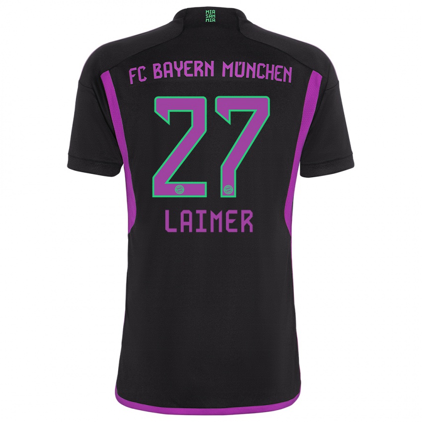 Dzieci Konrad Laimer #27 Czarny Wyjazdowa Koszulka 2023/24 Koszulki Klubowe