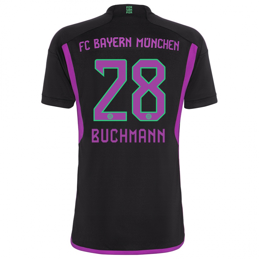 Dzieci Tarek Buchmann #28 Czarny Wyjazdowa Koszulka 2023/24 Koszulki Klubowe