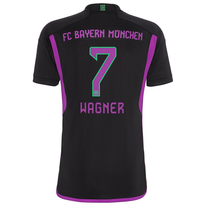 Dzieci Maximilian Wagner #7 Czarny Wyjazdowa Koszulka 2023/24 Koszulki Klubowe