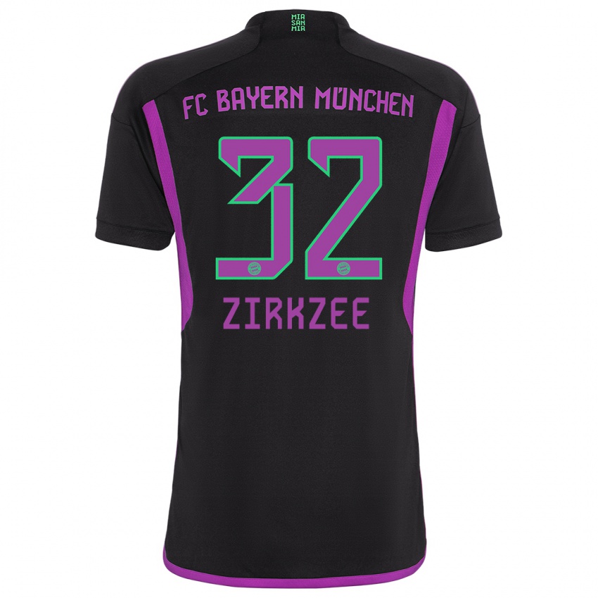 Dzieci Joshua Zirkzee #32 Czarny Wyjazdowa Koszulka 2023/24 Koszulki Klubowe