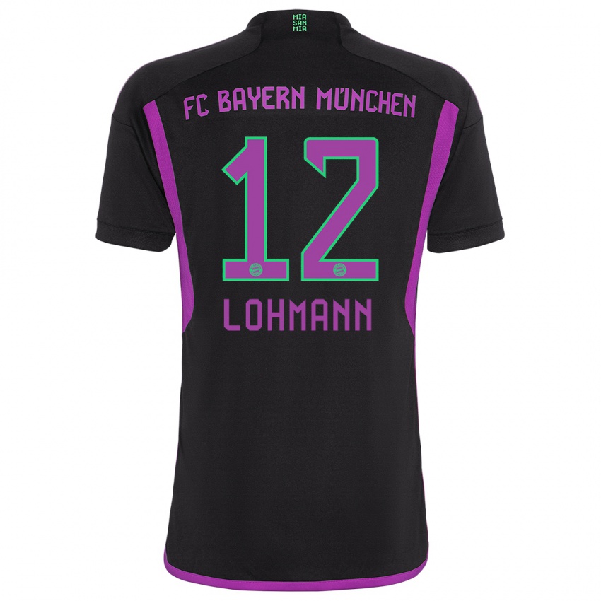 Dzieci Sydney Lohmann #12 Czarny Wyjazdowa Koszulka 2023/24 Koszulki Klubowe