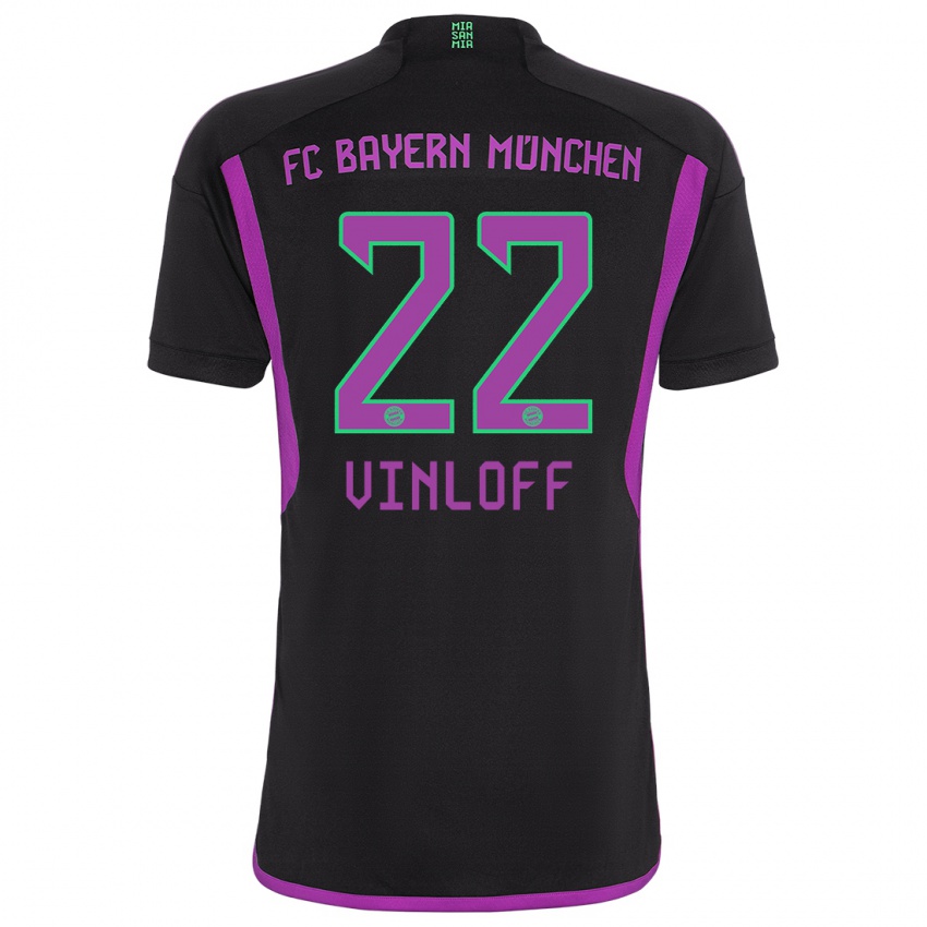 Dzieci Matteo Vinloff #22 Czarny Wyjazdowa Koszulka 2023/24 Koszulki Klubowe