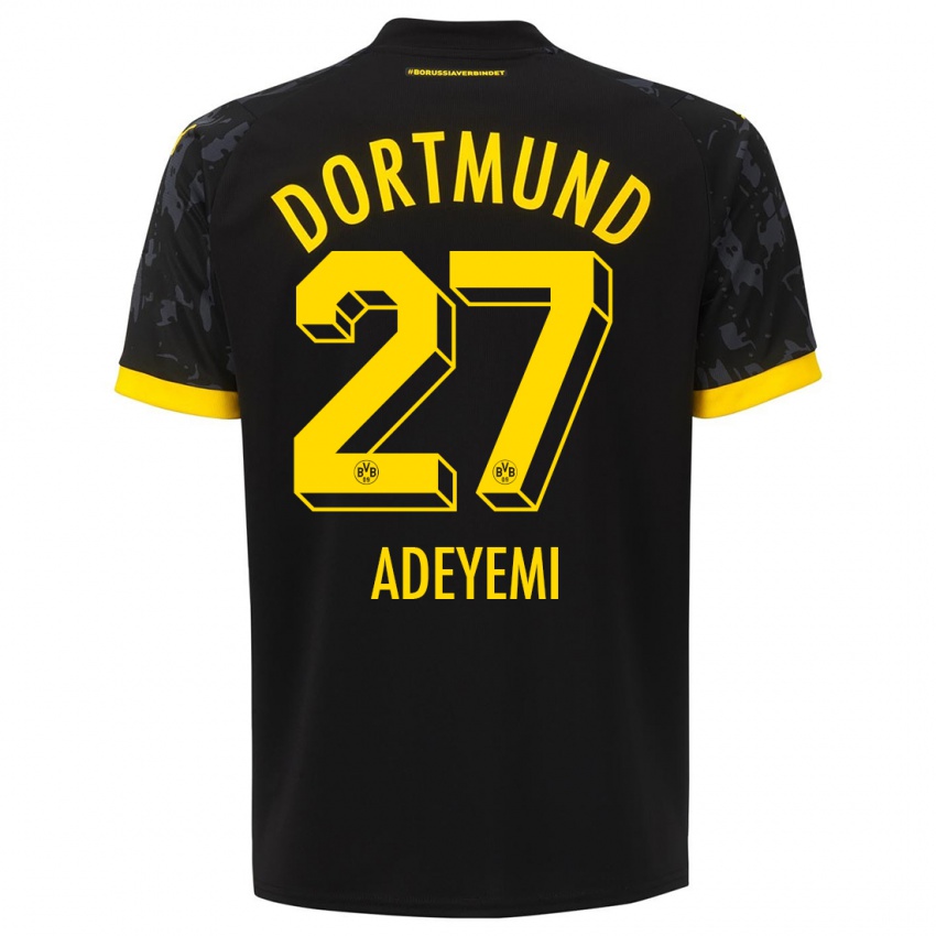 Dzieci Karim Adeyemi #27 Czarny Wyjazdowa Koszulka 2023/24 Koszulki Klubowe