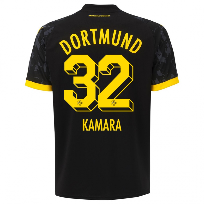 Dzieci Abdoulaye Kamara #32 Czarny Wyjazdowa Koszulka 2023/24 Koszulki Klubowe